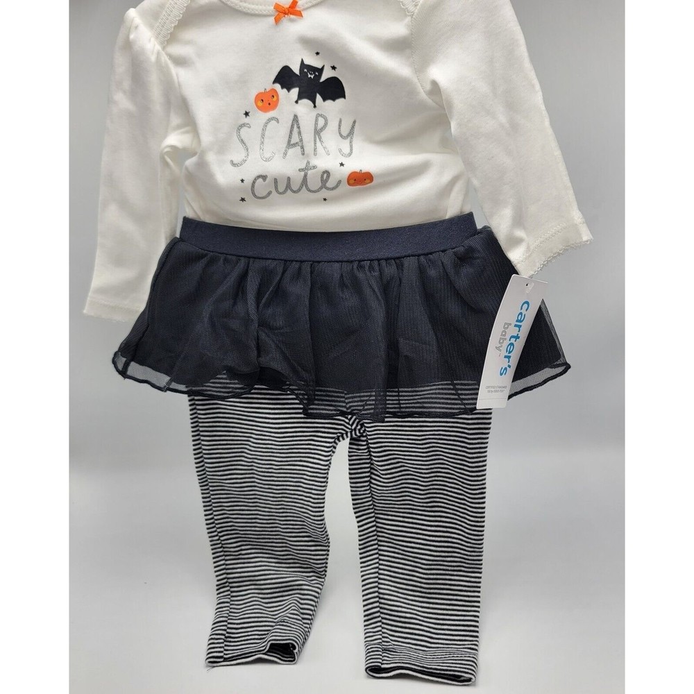 Carters Baby Girl Size 6 Mo Halloween Outfit Top Pants Tutu Scary Cute Bat